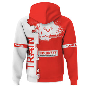 Railspirit Personalized Fleischmann And Western Railroad Hoodie Engine Heartbeat and Track Love Style Zip Up Hoodie Gift Idea For Train Lovers