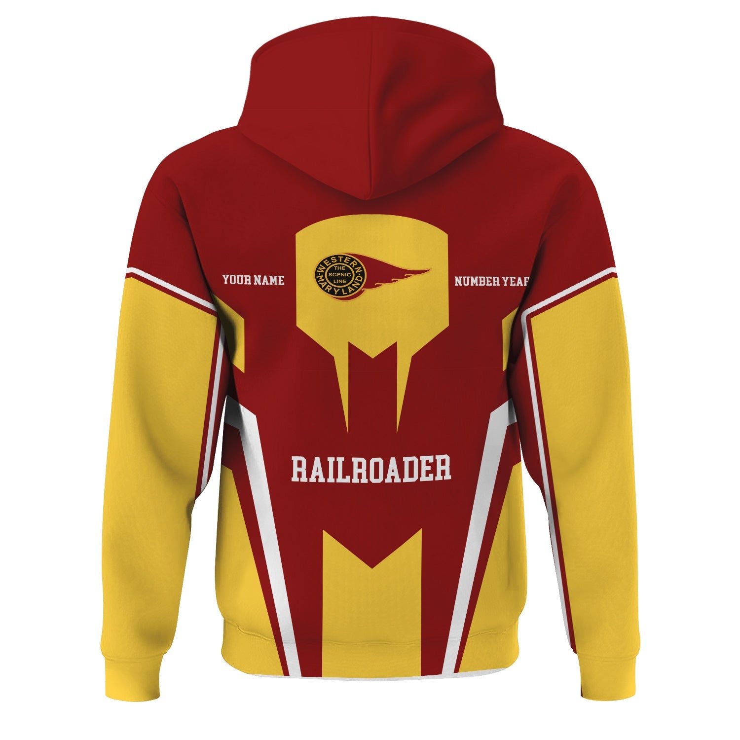 Railspirit Personalized Western Maryland Railway Hoodie Custom Year Railroader Zip Up Hoodie Gift Idea For Train Lover