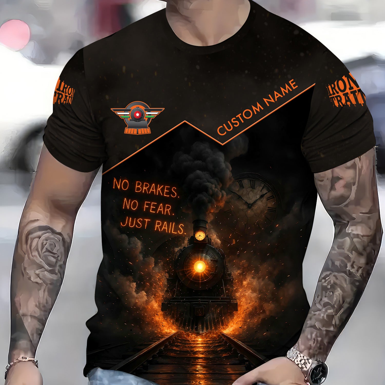 Custom Name Steam Train T-shirt, No Brake No Fear Just Rails, Train Lover Gift