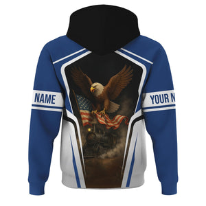 Railspirit Personalized Duluth, Winnipeg and Pacific Railway Hoodie American Eagle Vintage Train Zip Up Hoodie
