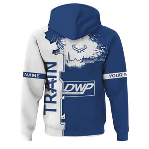 Railspirit Personalized Duluth, Winnipeg and Pacific Railway Hoodie Engine Heartbeat and Track Love Style Zip Up Hoodie Gift Idea For Train Lovers