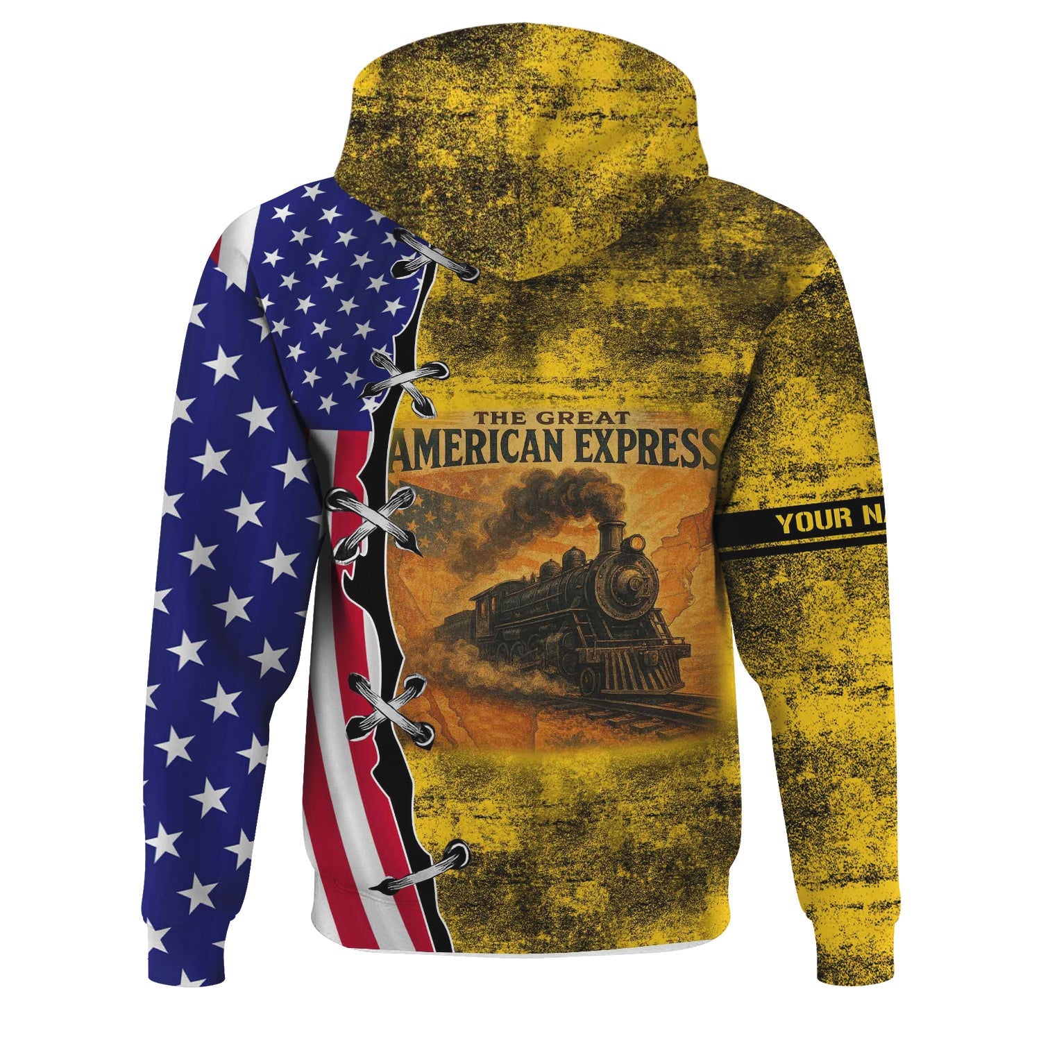 Railspirit Personalized Central of Georgia Railway Hoodie Retro American Express Train With USA Flag Zip Up Hoodie