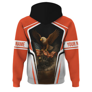 Railspirit Personalized Texas and Pacific Railway Hoodie American Eagle Vintage Train Zip Up Hoodie
