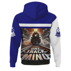 Railspirit Personalized Santa Fe Railway Hoodie One Track Mind Atchison, Topeka and Santa Fe Railway Train Printed ZIp Up Hoodie