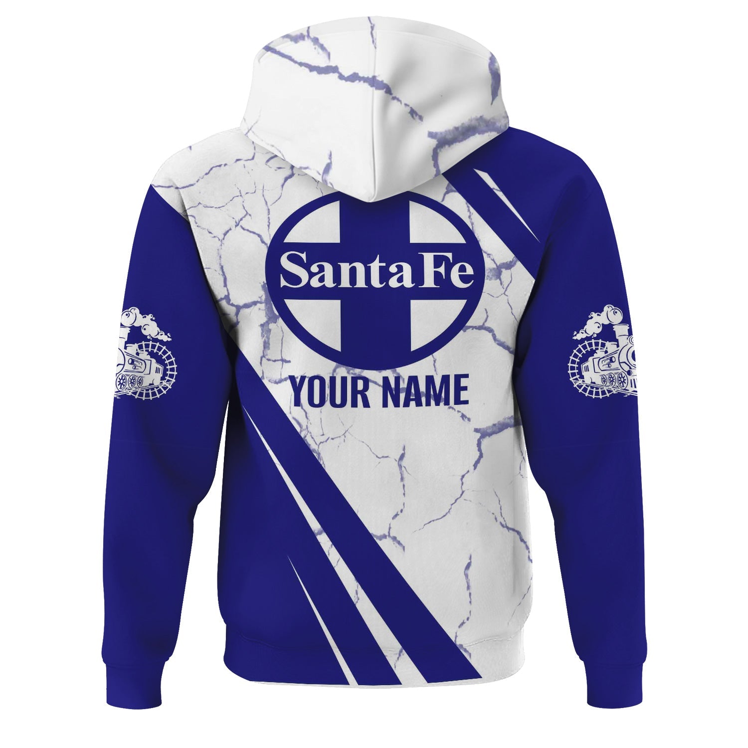 Railspirit Personalized Santa Fe Railway Hoodie Crackle Texture Style Atchison, Topeka and Santa Fe Railway Train Zip Up Hoodie For Trackhead