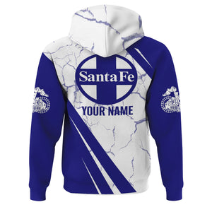 Railspirit Personalized Santa Fe Railway Hoodie Crackle Texture Style Atchison, Topeka and Santa Fe Railway Train Zip Up Hoodie For Trackhead