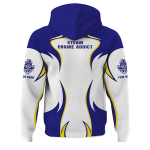 Railspirit Personalized Santa Fe Railway Hoodie Distinctive Flame Style Atchison, Topeka and Santa Fe Railway Zip Up Hoodie For Steam Engine Addict