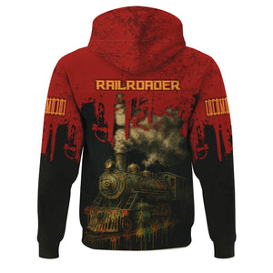 Railspirit Personalized Chicago South Shore and South Bend Railroad Hoodie Vintage Train Art Style Zip Up Hoodie For Locomotive Fans