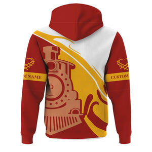 Railspirit Personalized Chicago South Shore and South Bend Railroad Hoodie Flame-Inspired Style Zip Up Hoodie Gift Idea For Train Lovers