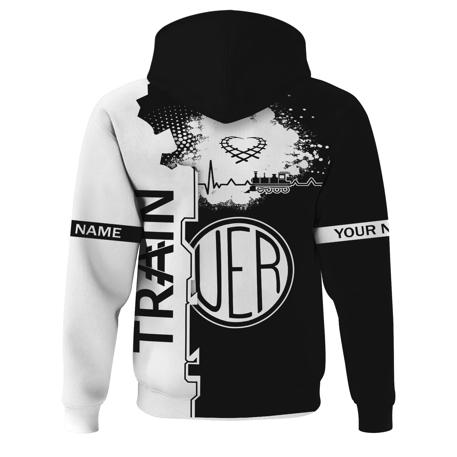 Railspirit Personalized Union Electric Railway Hoodie Engine Heartbeat and Track Love Style Zip Up Hoodie Gift Idea For Train Lovers