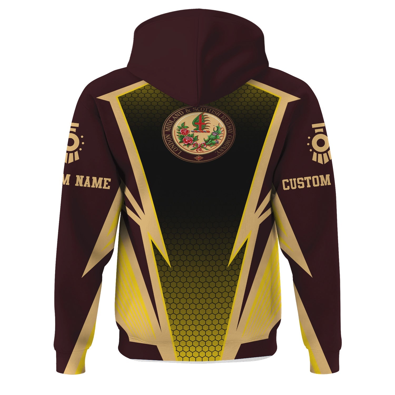 Railspirit Personalized London, Midland and Scottish Railway Hoodie Lightning Graphic Style Zip Up Hoodie Gift Idea For Train Lover