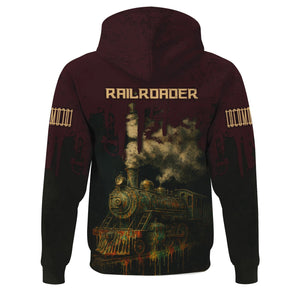 Railspirit Personalized London, Midland and Scottish Railway Hoodie Vintage Train Art Style Zip Up Hoodie For Locomotive Fans