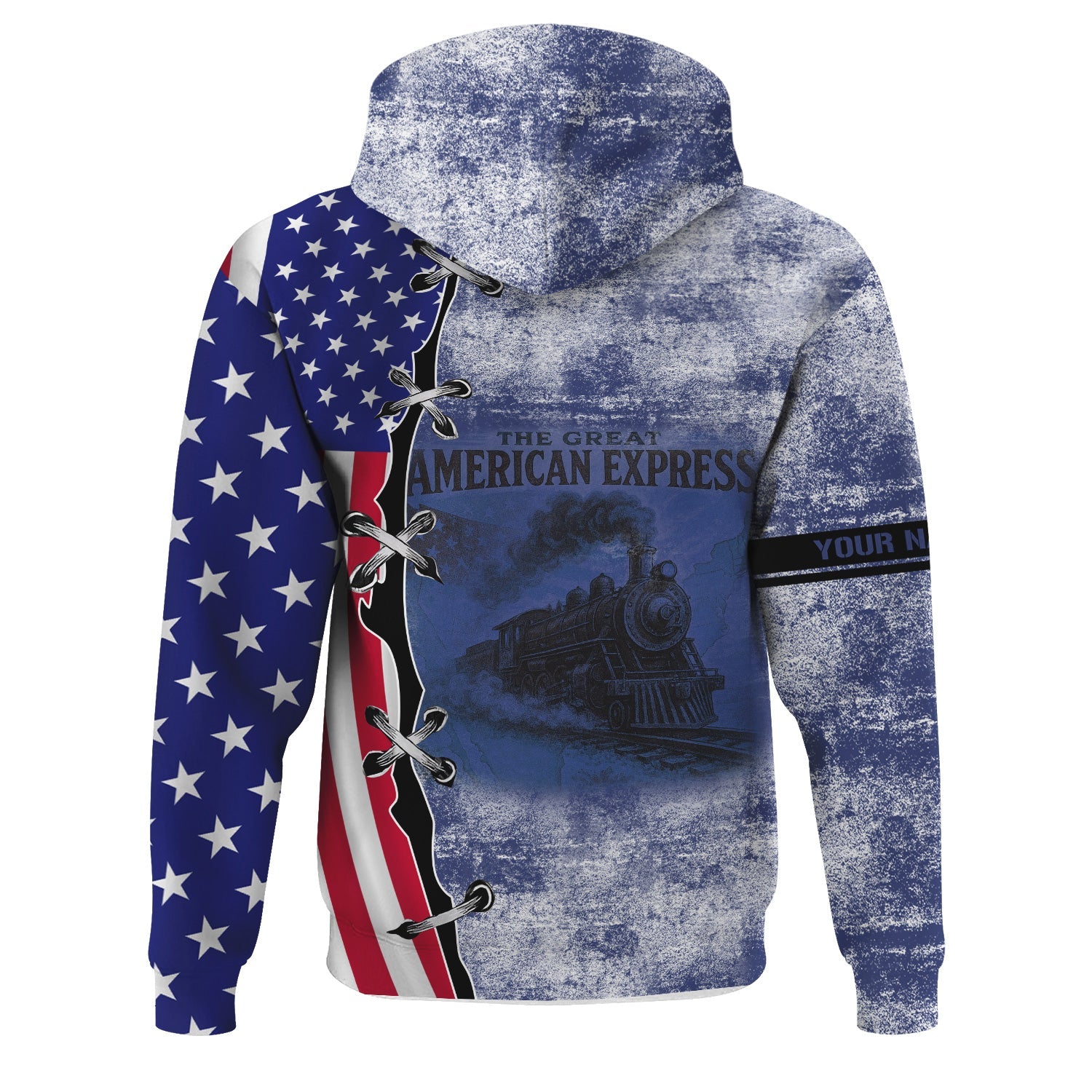 Railspirit Personalized London and North Eastern Railway Hoodie Retro American Express Train With USA Flag Zip Up Hoodie