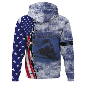 Railspirit Personalized London and North Eastern Railway Hoodie Retro American Express Train With USA Flag Zip Up Hoodie