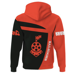 Railspirit Personalized British Railway Hoodie All Aboard Steam Train Movie Projector Style Zip Up Hoodie
