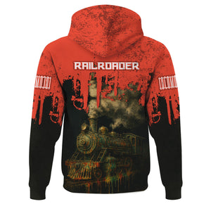 Railspirit Personalized British Railway Hoodie Vintage Train Art Style Zip Up Hoodie For Locomotive Fans