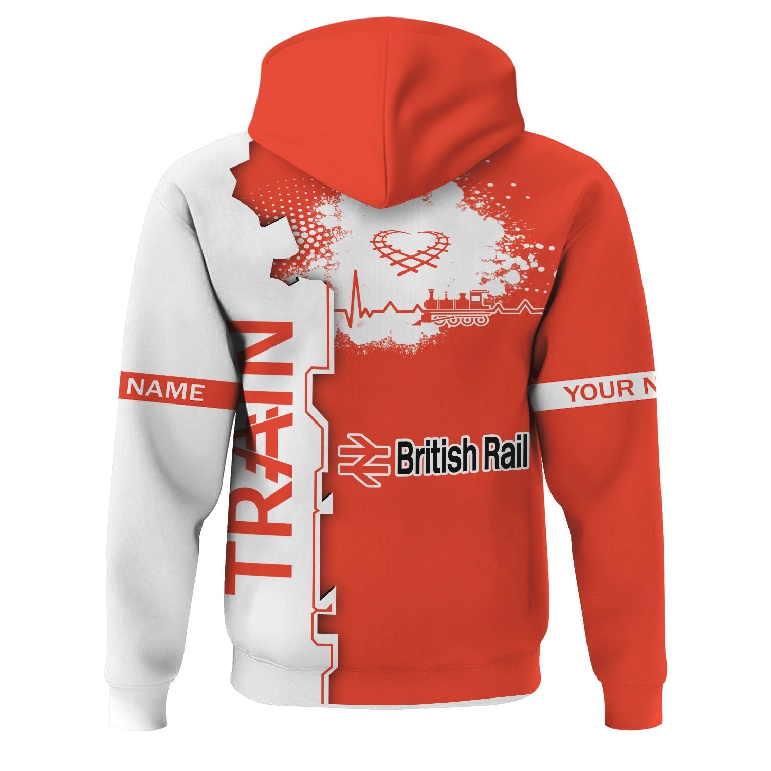 Railspirit Personalized British Railway Hoodie Engine Heartbeat and Track Love Style Zip Up Hoodie Gift Idea For Train Lovers
