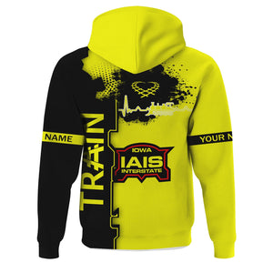 Railspirit Personalized Iowa Interstate Railroad Hoodie Engine Heartbeat and Track Love Style IAIS Zip Up Hoodie Gift Idea For Train Lovers