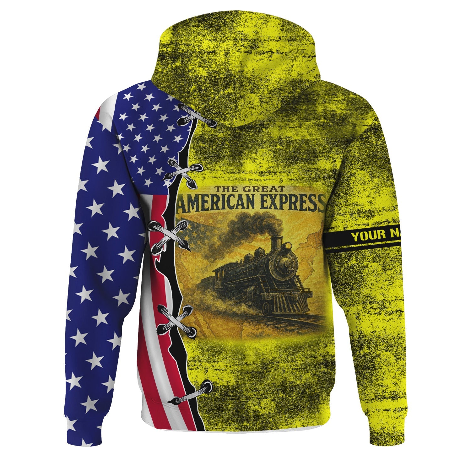 Railspirit Personalized Iowa Interstate Railroad Hoodie Retro American Express Train With USA Flag IAIS Zip Up Hoodie