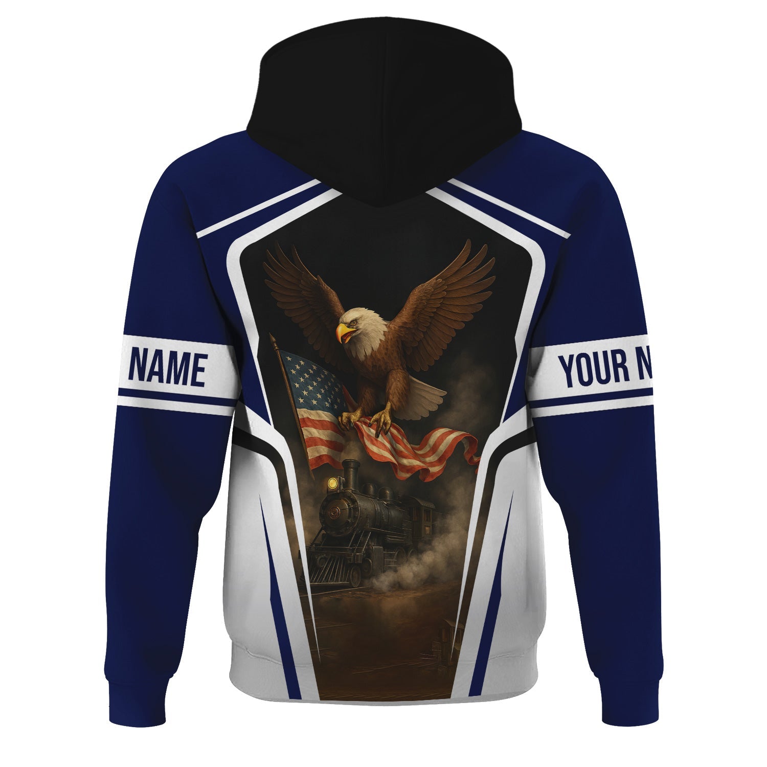 Railspirit Personalized CNJ Jersey Central Railroad Hoodie American Eagle Vintage Train Zip Up Hoodie