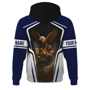 Railspirit Personalized CNJ Jersey Central Railroad Hoodie American Eagle Vintage Train Zip Up Hoodie