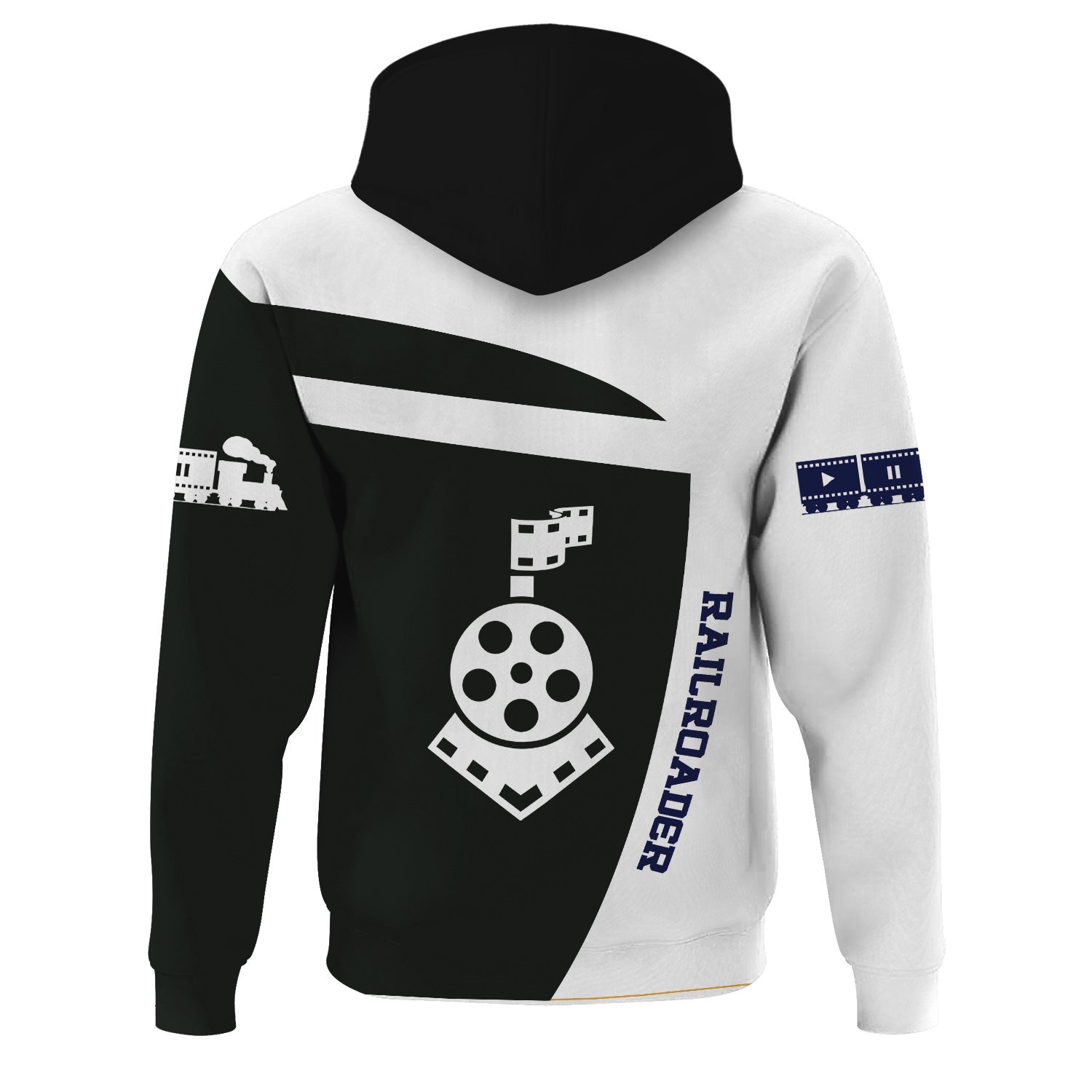 Railspirit Personalized CNJ Jersey Central Railroad Hoodie All Aboard Steam Train Movie Projector Style Zip Up Hoodie