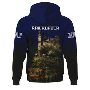 Railspirit Personalized CNJ Jersey Central Railroad Hoodie Vintage Train Art Style Zip Up Hoodie For Locomotive Fans