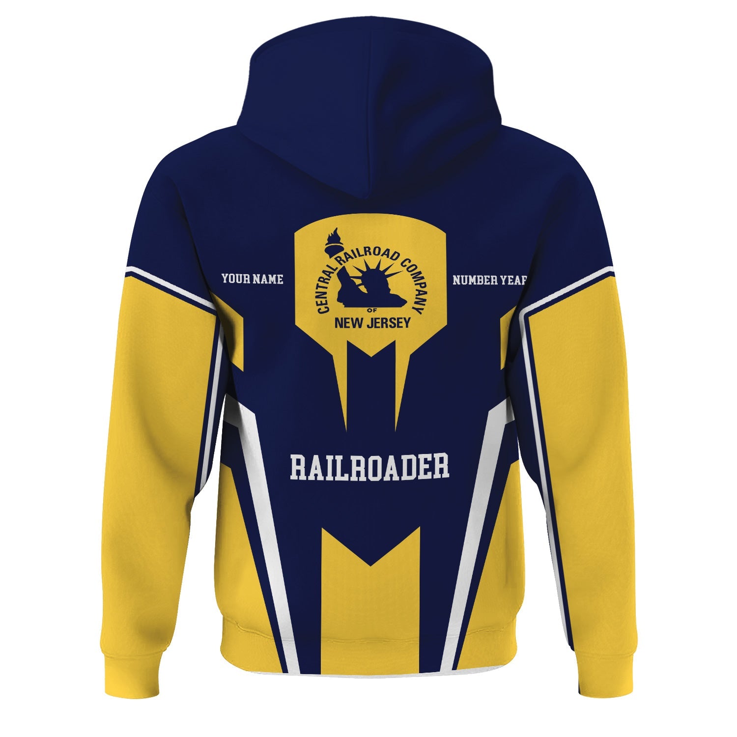 Railspirit Personalized CNJ Jersey Central Railroad Hoodie Custom Year Railroader Zip Up Hoodie Gift Idea For Train Lover