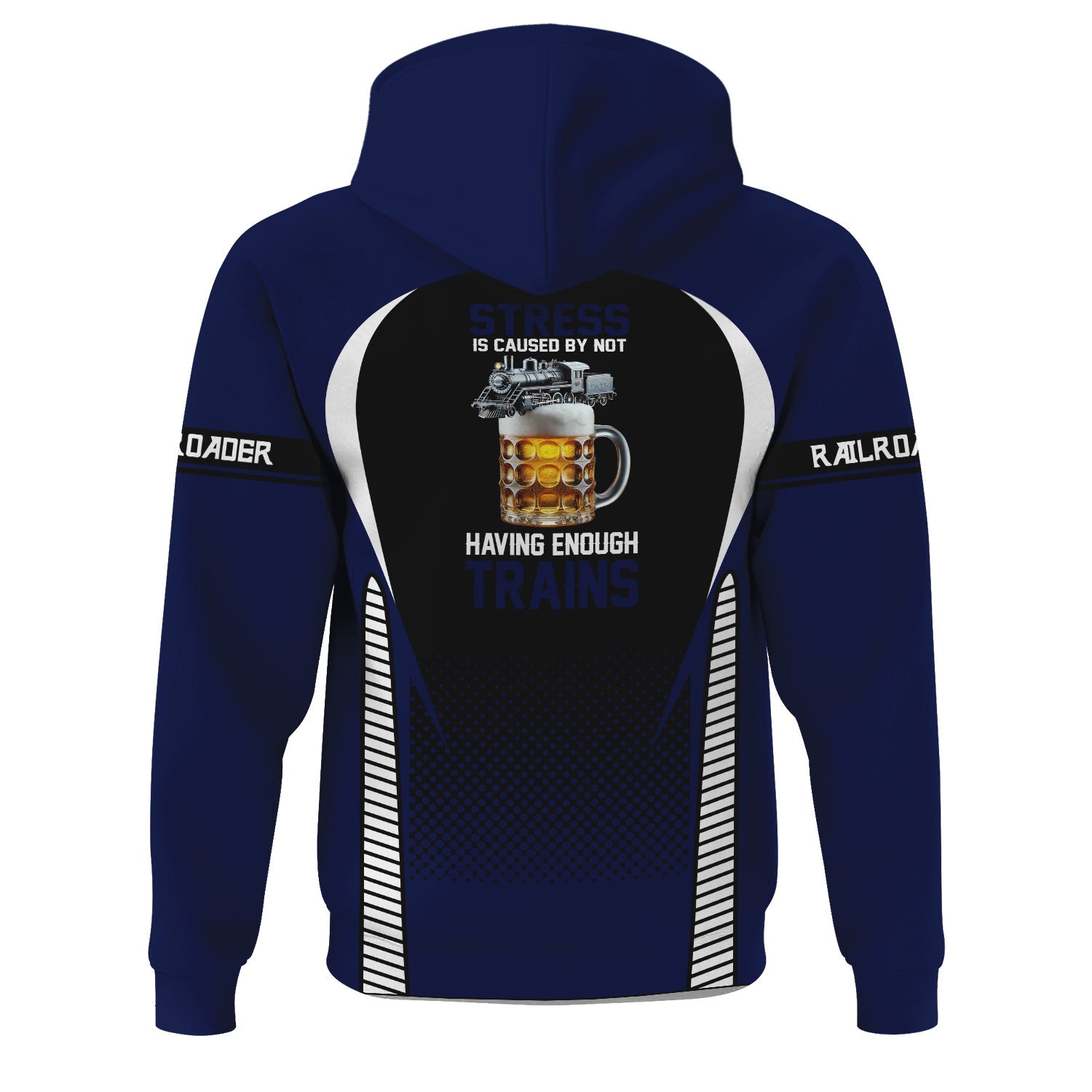 Railspirit Personalized CNJ Jersey Central Railroad Hoodie Stress Is Caused By Not Having Enough Trains Zip Up Hoodie