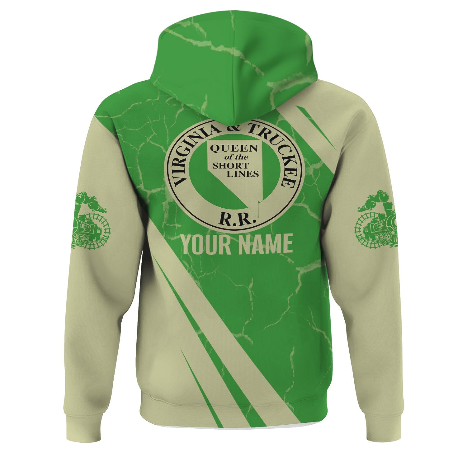 Railspirit Personalized Virginia & Truckee Railroad Hoodie Crackle Texture Style Train Zip Up Hoodie For Trackhead