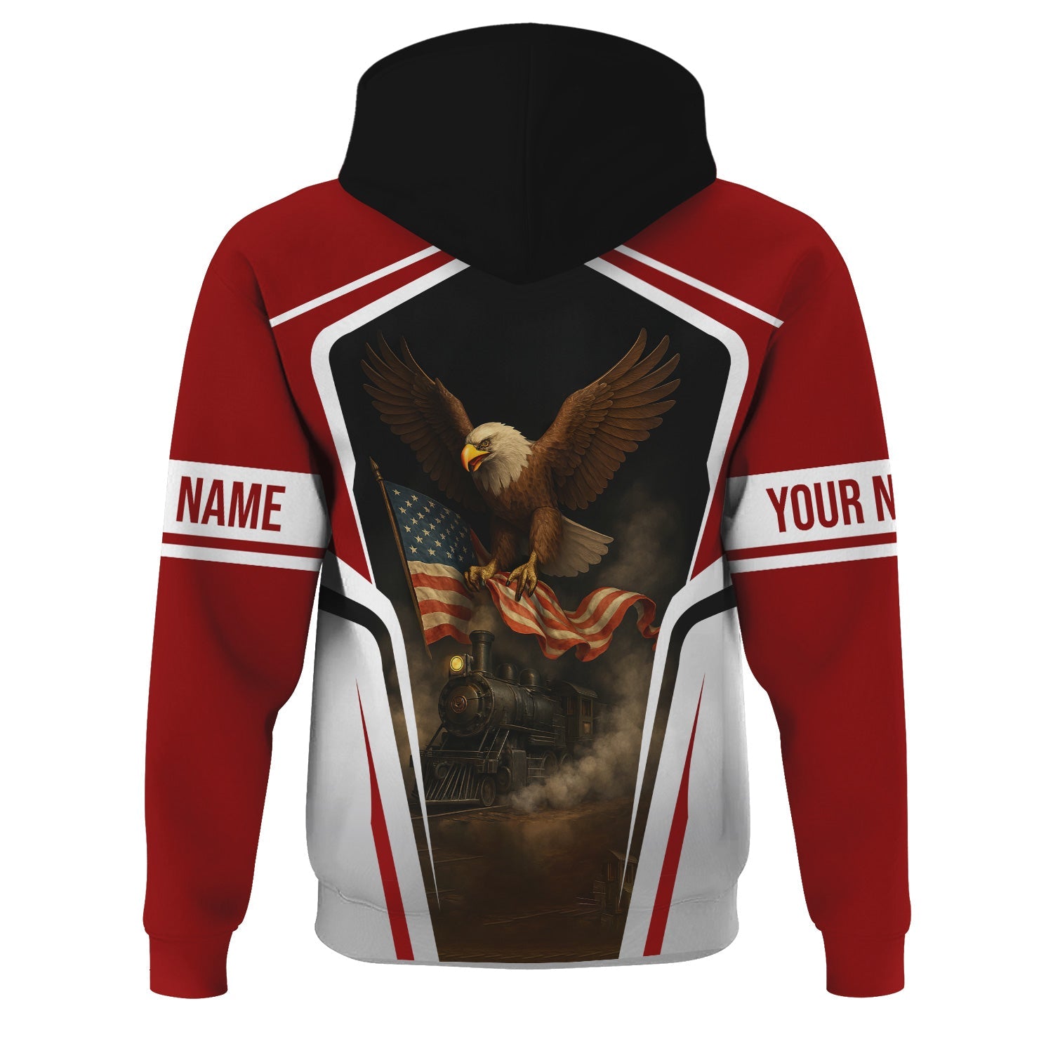 Railspirit Personalized Soo Line Railroad Hoodie American Eagle Vintage Train Zip Up Hoodie