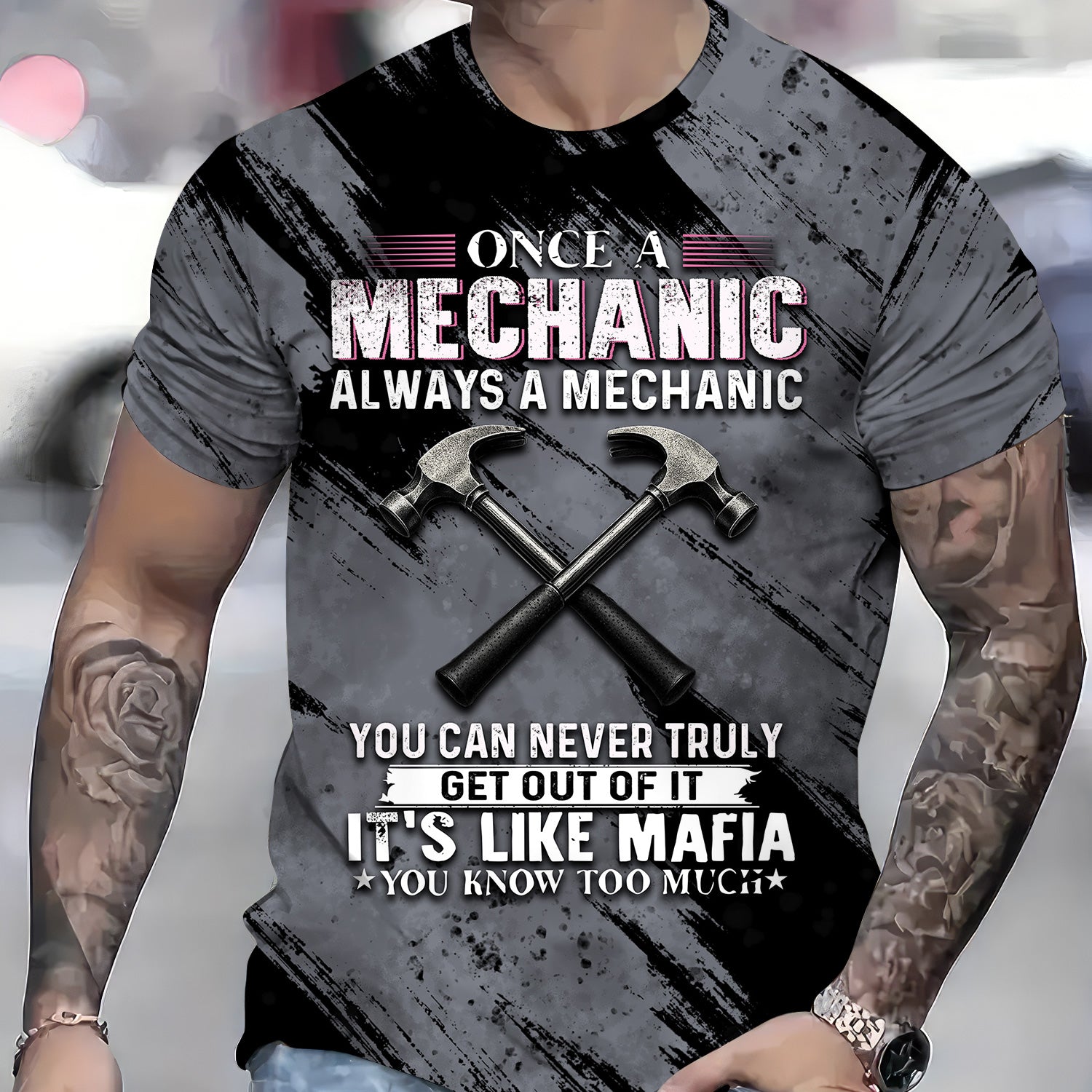 Once A Mechanic Always A Mechanic Shirt Funny Printed Vintage Mechanic Unisex T Shirt Hammer Design
