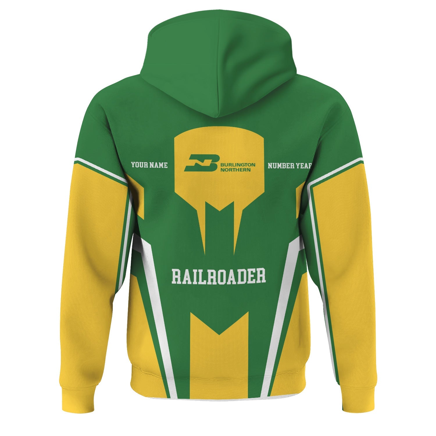 Railspirit Personalized Burlington Northern Railroad Hoodie Custom Year Railroader Zip Up Hoodie Gift Idea For Train Lover