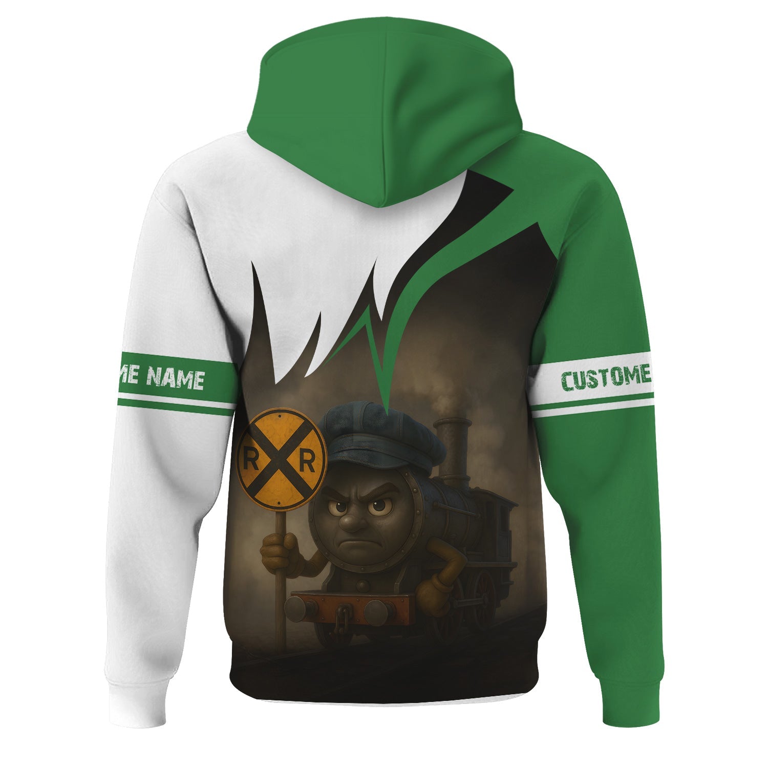 Railspirit Personalized Burlington Northern Railroad Hoodie Angry Train Hoodie Gift Idea For Train Lover