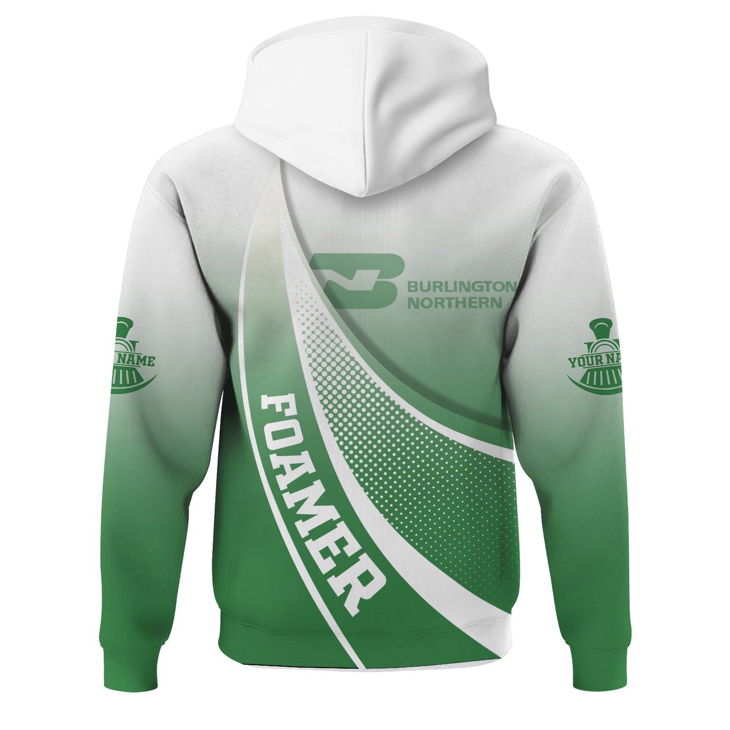 Railspirit Personalized Burlington Northern Railroad Hoodie Railway-Themed Style Zip Up Hoodie Gift Idea For Trainspotter