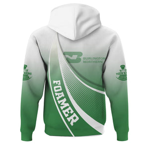 Railspirit Personalized Burlington Northern Railroad Hoodie Railway-Themed Style Zip Up Hoodie Gift Idea For Trainspotter