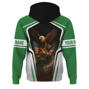 Railspirit Personalized Burlington Northern Railroad Hoodie American Eagle Vintage Train Zip Up Hoodie
