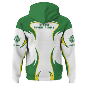 Railspirit Personalized Burlington Northern Railroad Hoodie Distinctive Flame Style Zip Up Hoodie For Steam Engine Addict