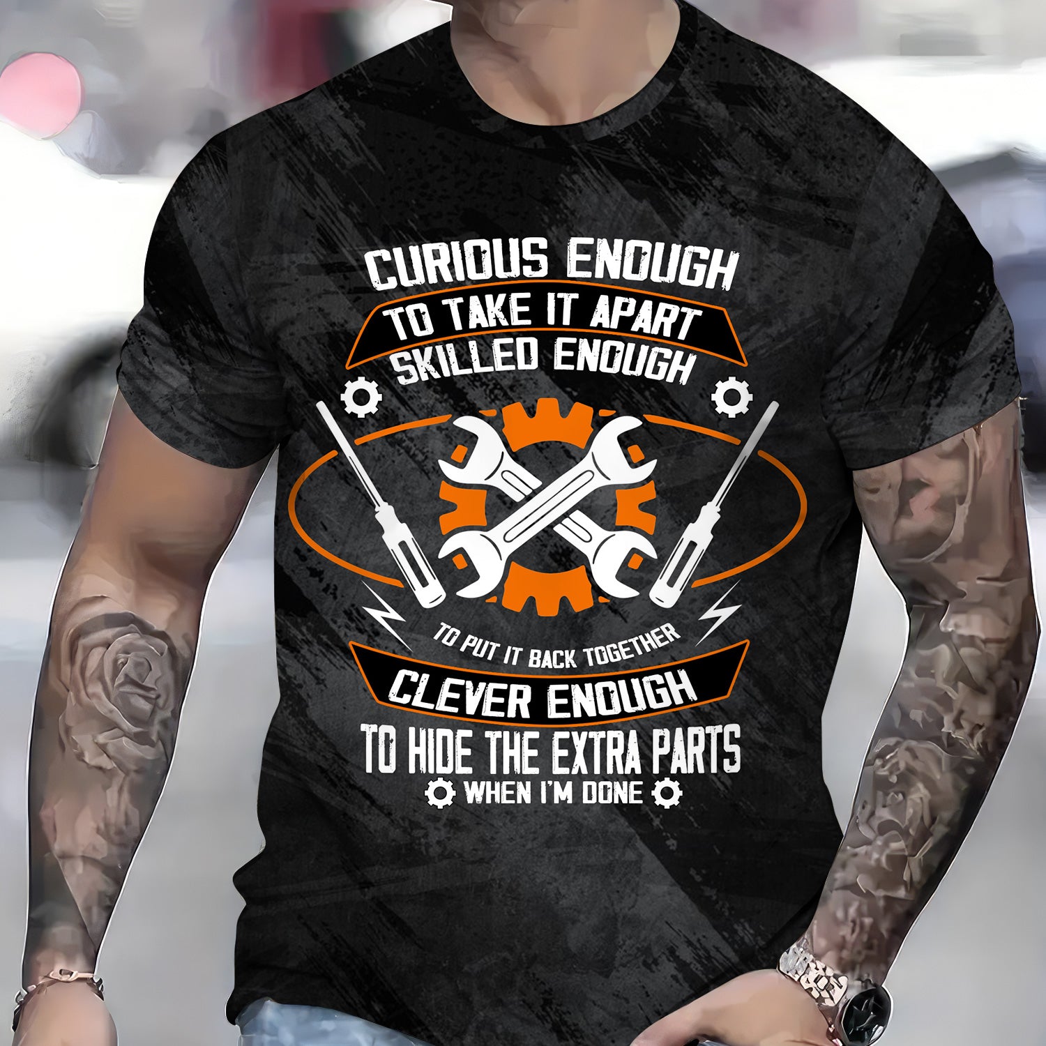 Funny Mechanic Shirt, Curious Enough to Take It Apart, Skilled to Rebuild & Clever to Hide Extra Parts, Perfect Gift for Engineers
