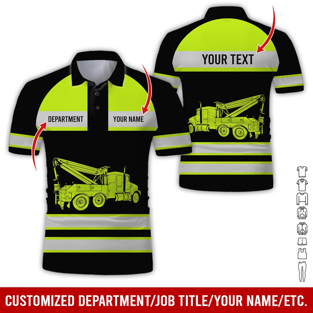 Customized Name Love Tow Truck Shirt, Personalized Workwear, Truck Driver Gift