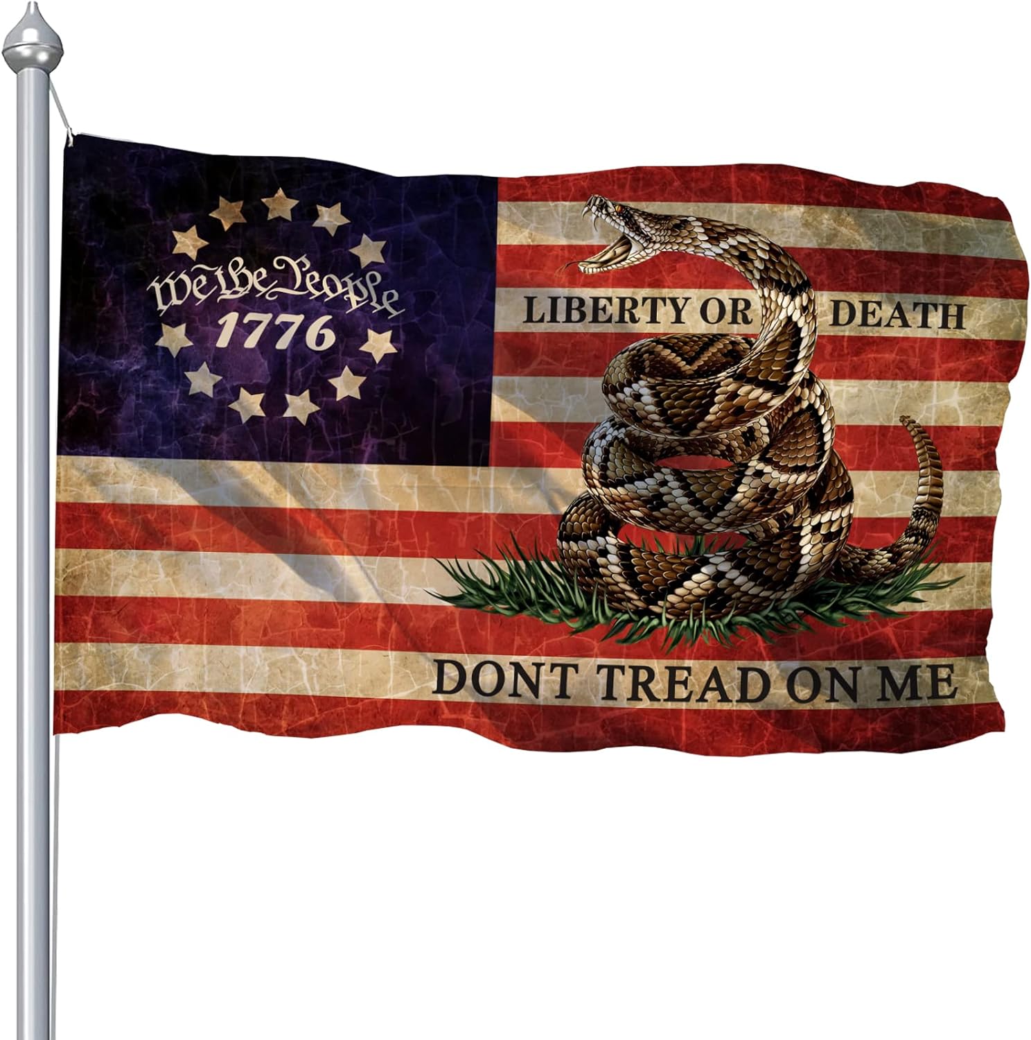 Don't Tread On Me House Flag Liberty Or Death We The People Garden Flag Decoration For Indoor Outdoor