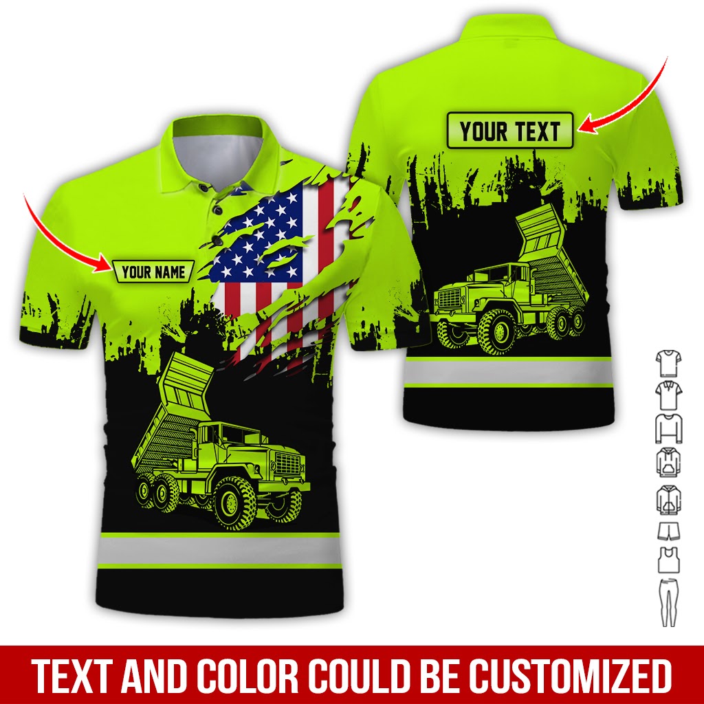 Customized Name Love Dump Truck Printed Clothes, Personalized Driver Apparel