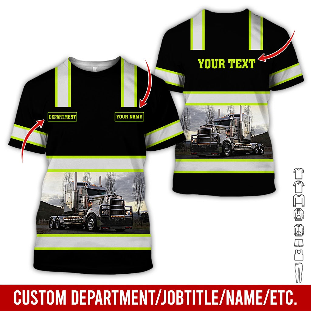 Custom Name and Proud Trucker Uniform Printed Clothes, Personalized Driver Gear