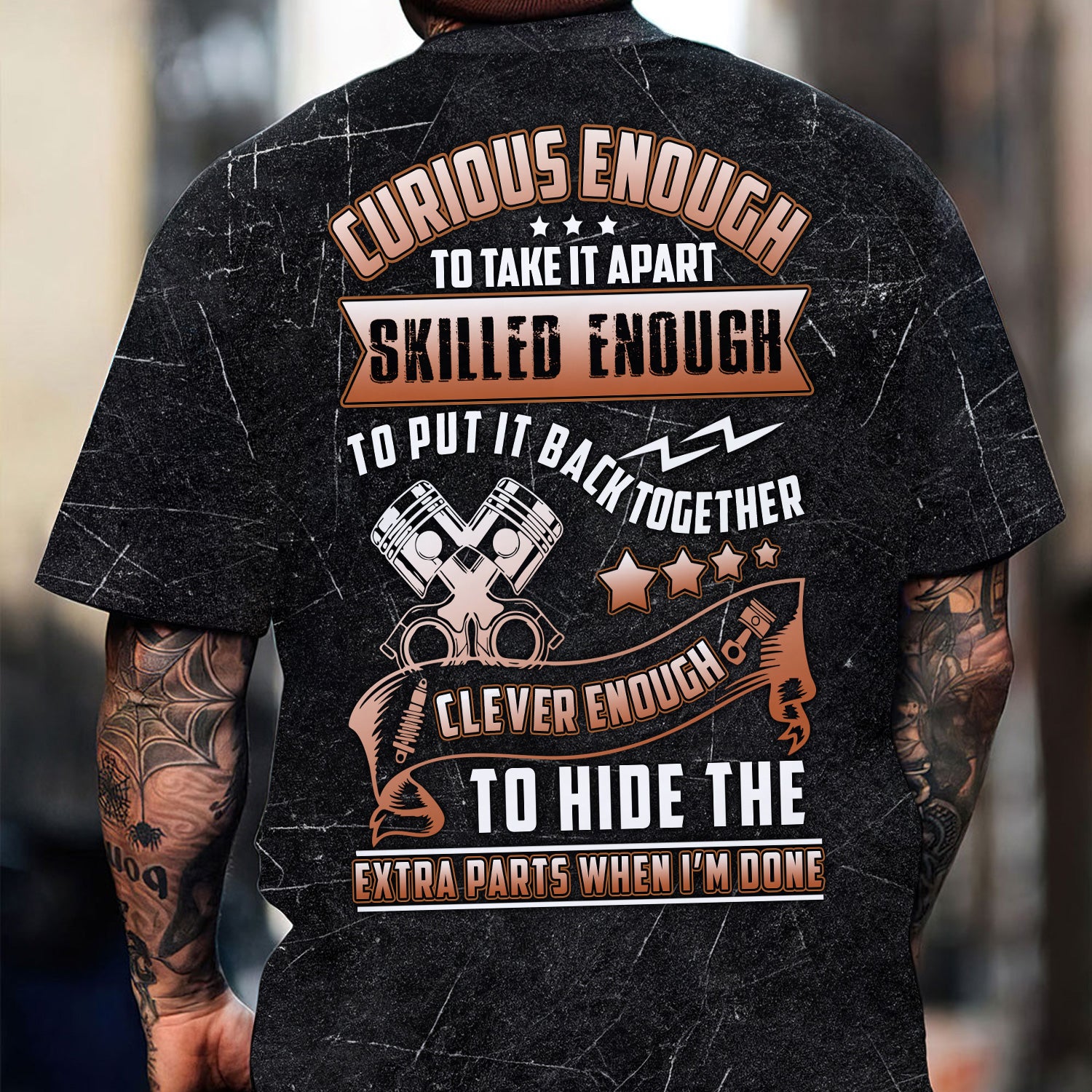 Funny Mechanic T Shirt Curious Enough Skilled Enough Clever Enough Auto Repair Garage Workwear Tee Car Repair Piston Wrench Shirt Gift For Men Dad