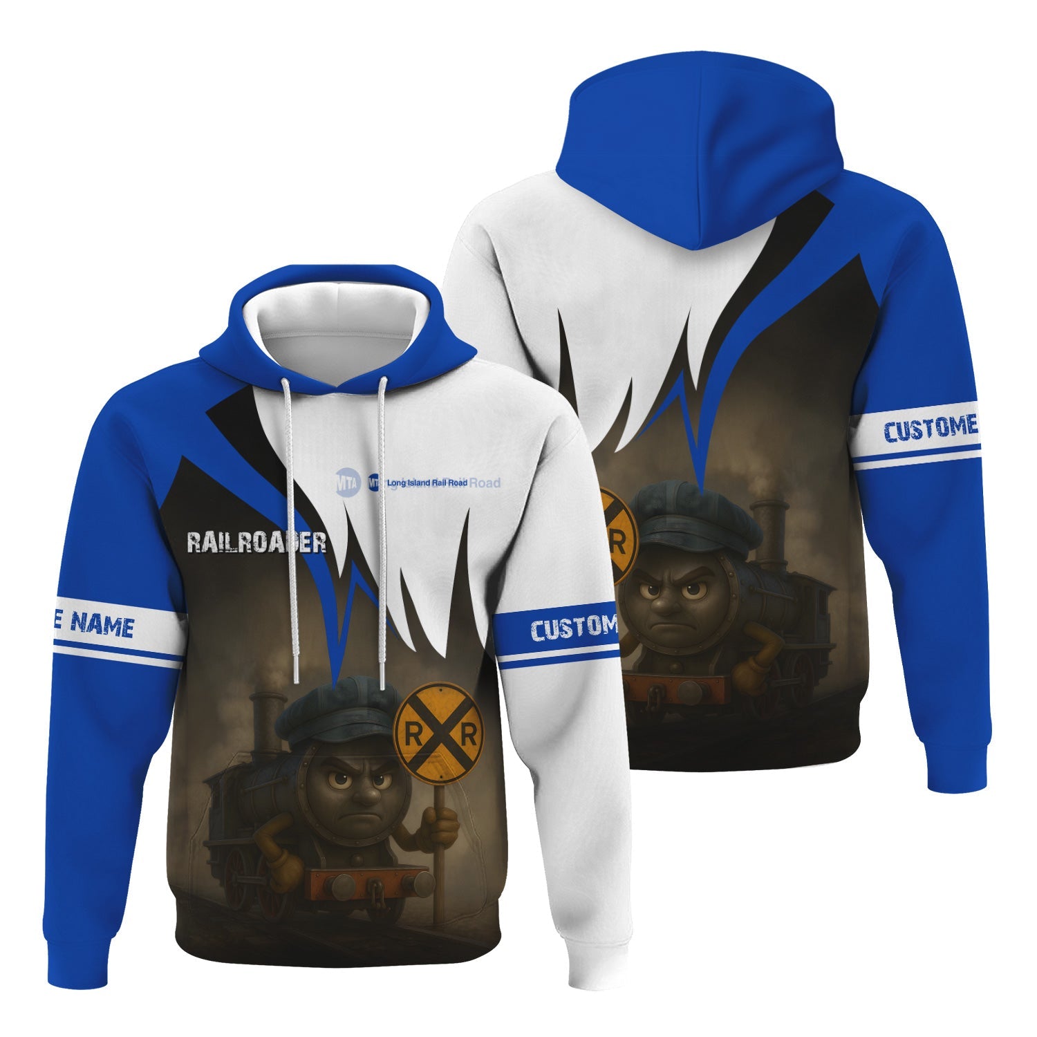 Railspirit Personalized Long Island Railroad Hoodie Angry Train Hoodie Gift Idea For Train Lover