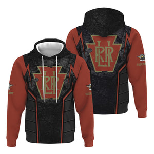Railspirit Personalized Long Island Railroad Hoodie Cracked Metal Design Train Zip Up Hoodie for Rail Enthusiasts
