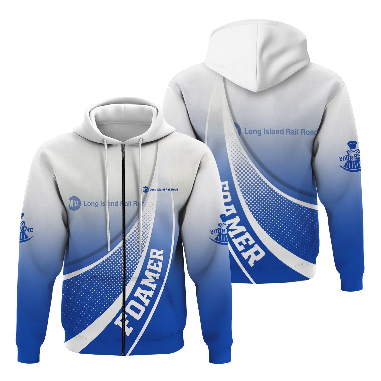 Railspirit Personalized Long Island Railroad Hoodie Railway-Themed Style Zip Up Hoodie Gift Idea For Trainspotter