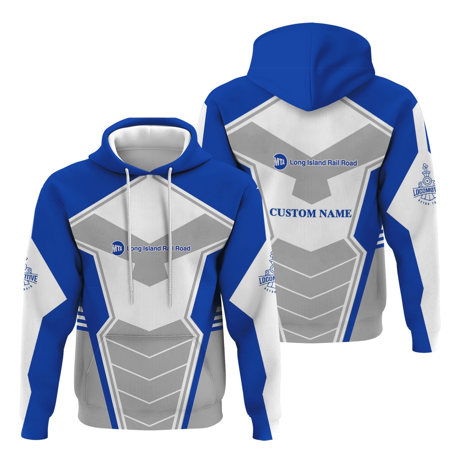 Railspirit Personalized Long Island Railroad Hoodie Engine-Inspired Style Train Zip Up Hoodie for Railroad Fanatic