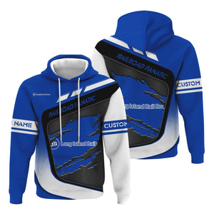 Railspirit Personalized Long Island Railroad Hoodie Ripped Texture Style Train Zip Up Hoodie For Railroad Fanatic