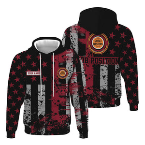 Railspirit Personalized Chicago Great Western Railroad Hoodie Artistic Paint American Flag Style Train Zip Up Hoodie